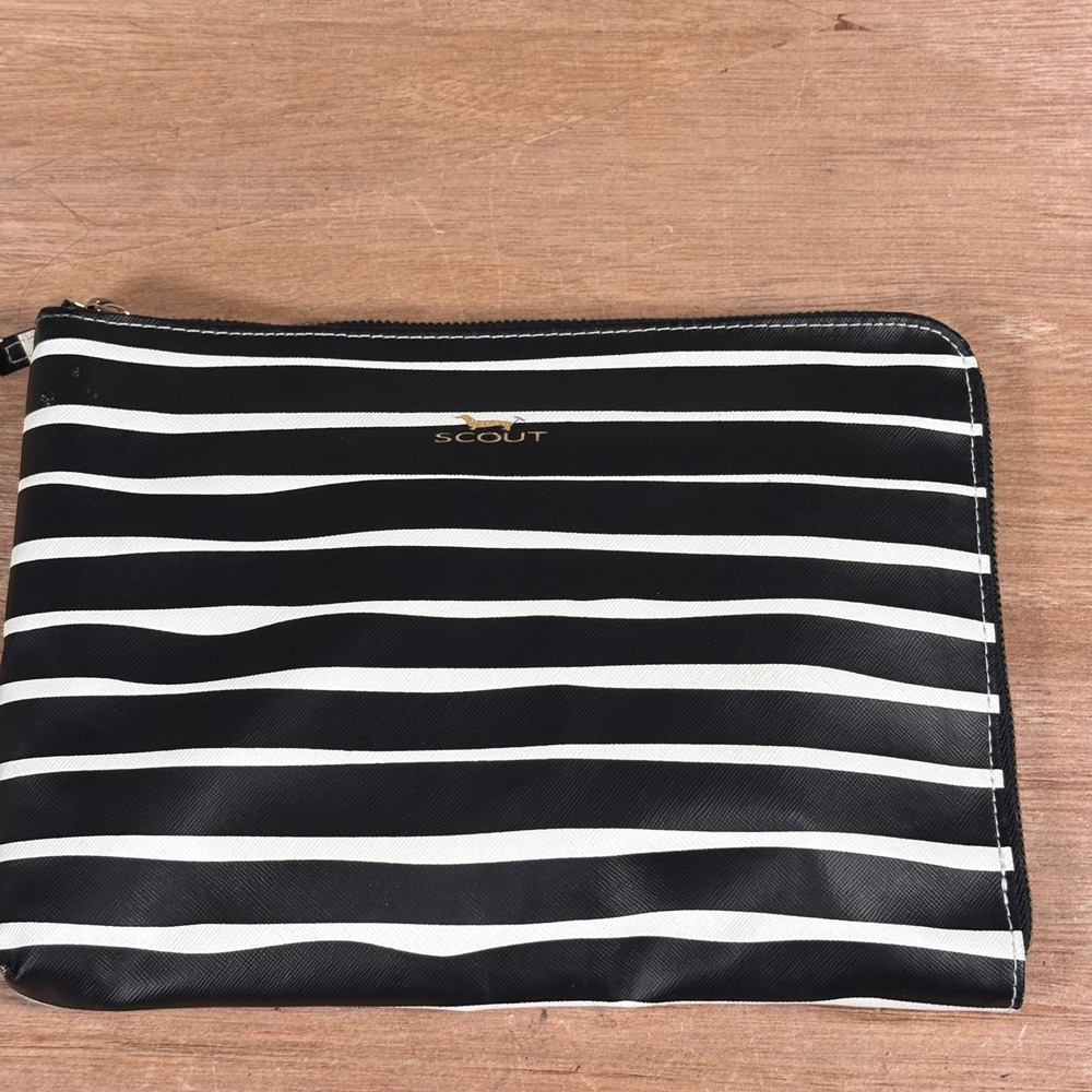 Scout Black White Striped Zipper Pouch Travel Cosmetic Bag Organizer Pockets